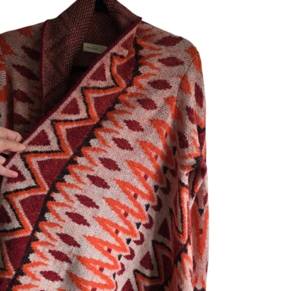 Anthropologie Sleeping On Snow Red Wool Long Open Front Waterfall Cardigan S - Picture 4 of 10